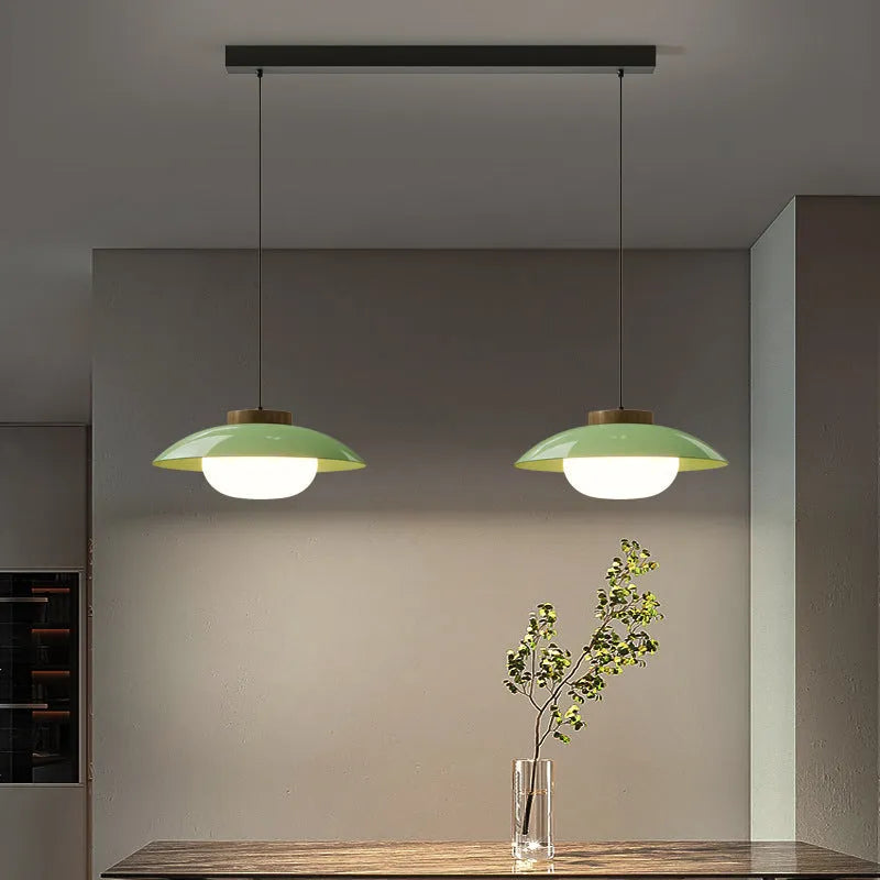 Cream style Nordic minimalism UFO chandelier with tricolor light iron shade for living room bedroom