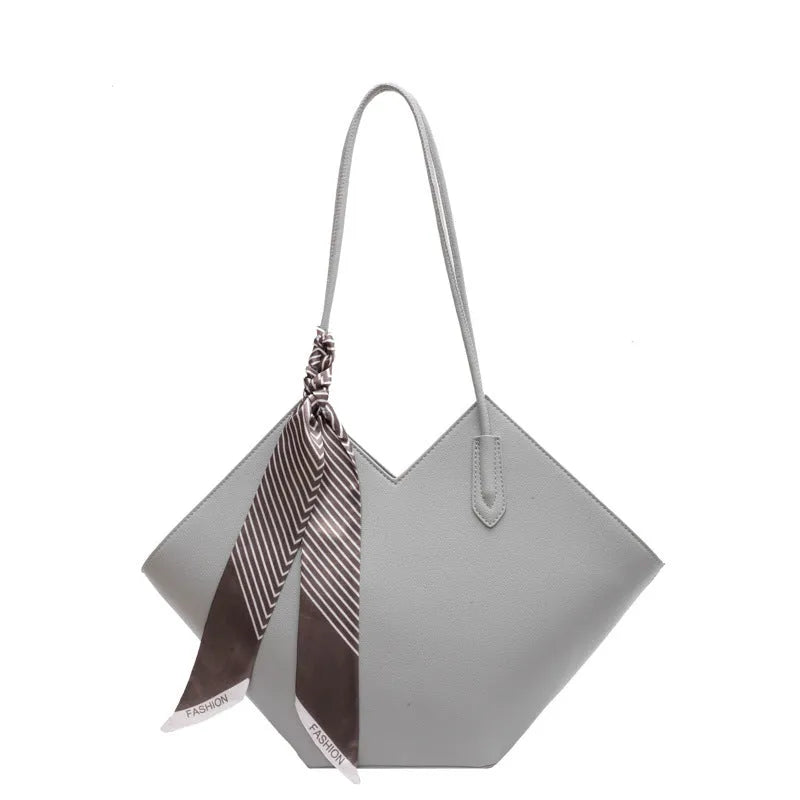 Women's fashion PU leather shoulder bag in eight colours with sandwich pocket design and 43cm width