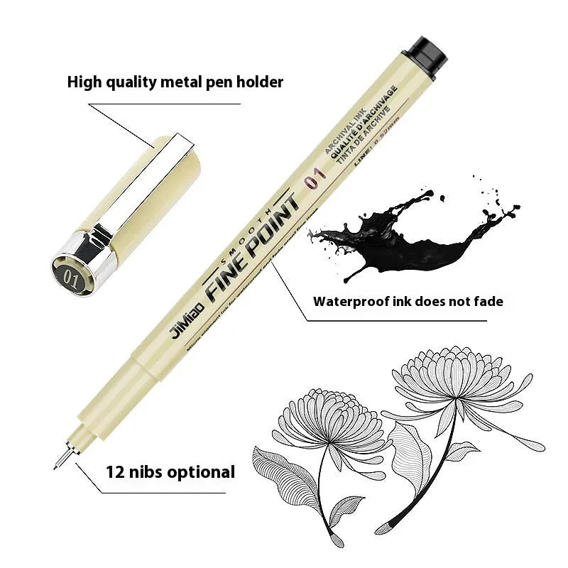 Needle drawing pen with syringe cartoon design, 133mm long with waterproof black ink