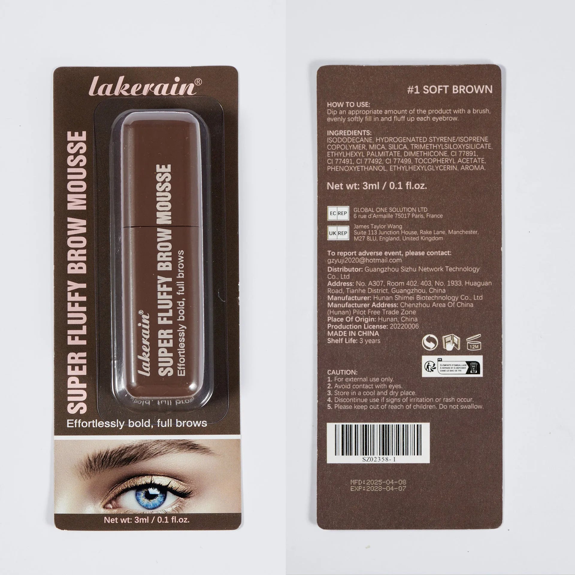 Eyebrow cream for 3D brow shaping with long-lasting colour in six shade options