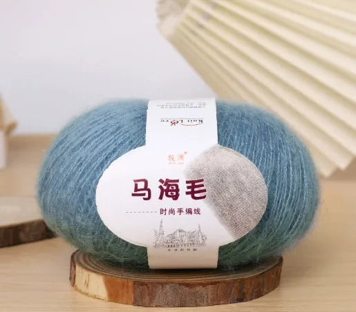 Mohair wool ball for DIY scarf knitting kit with Inverness thread in multiple colour options