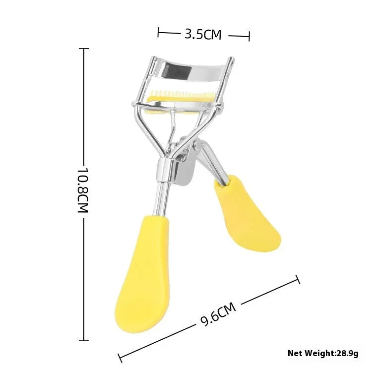 A4 with comb eyelash curler in black with ribbon comb detail, carbon steel and ABS construction