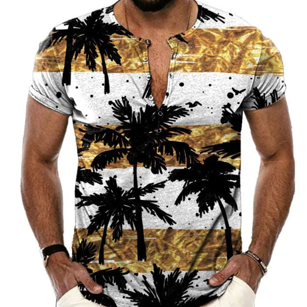 Men's short sleeve casual shirt with lapel and button design in polyester bird eye cloth fabric