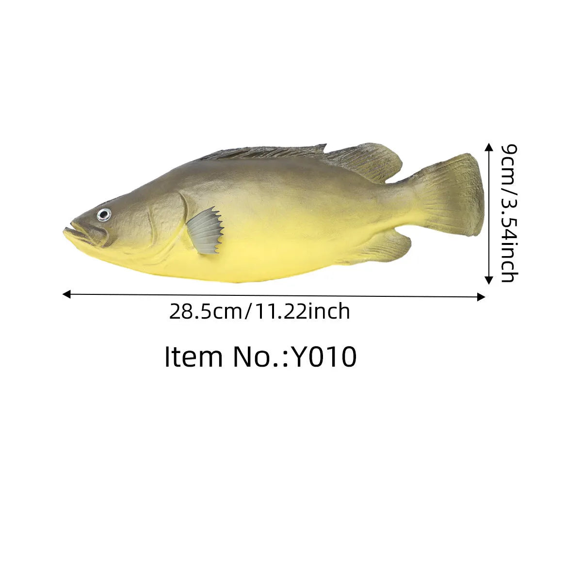 Three PU simulated fish models showing yellow-fin tuna variations on display surface