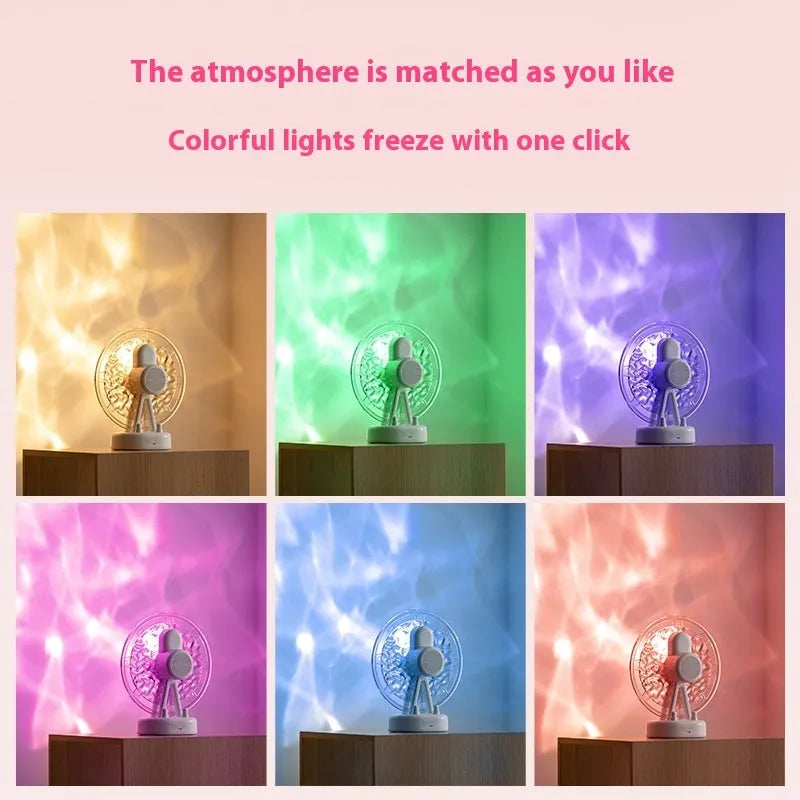 Ferris Wheel Water Ripple Bluetooth speaker colourful light in white or pink with adjustable lighting