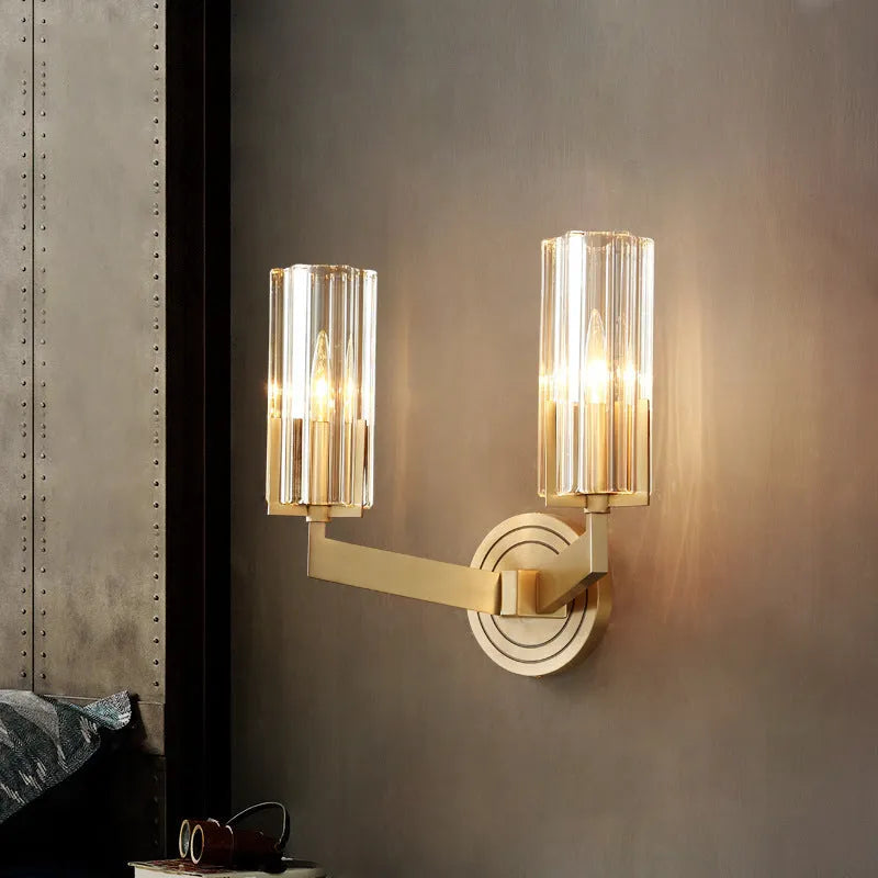 Copper wall lamp with minimalist Nordic design for bedside lighting
