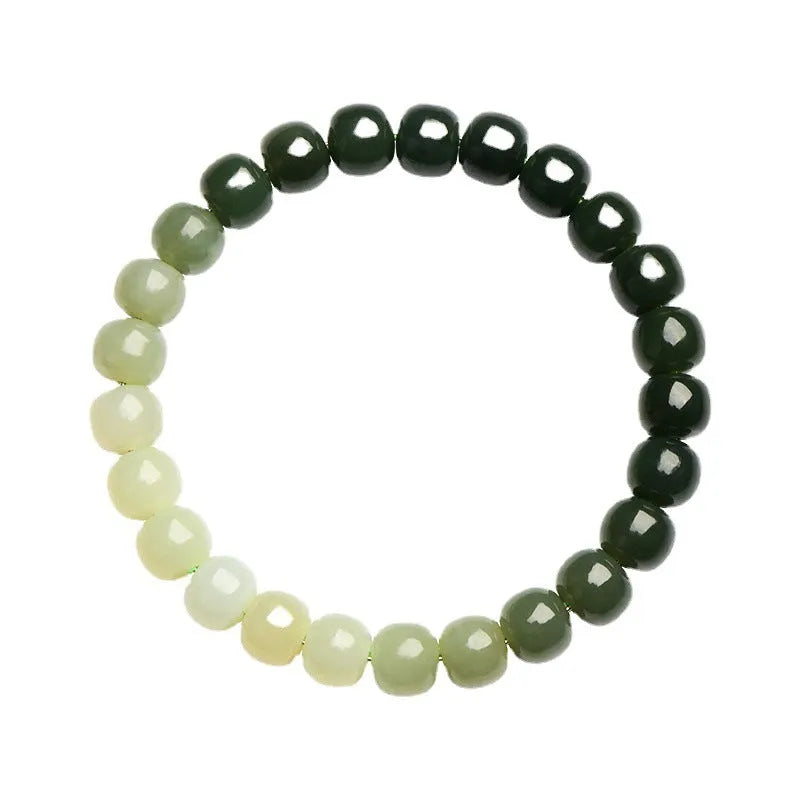 Hetian jade bracelet with water gradient colour and polished beads