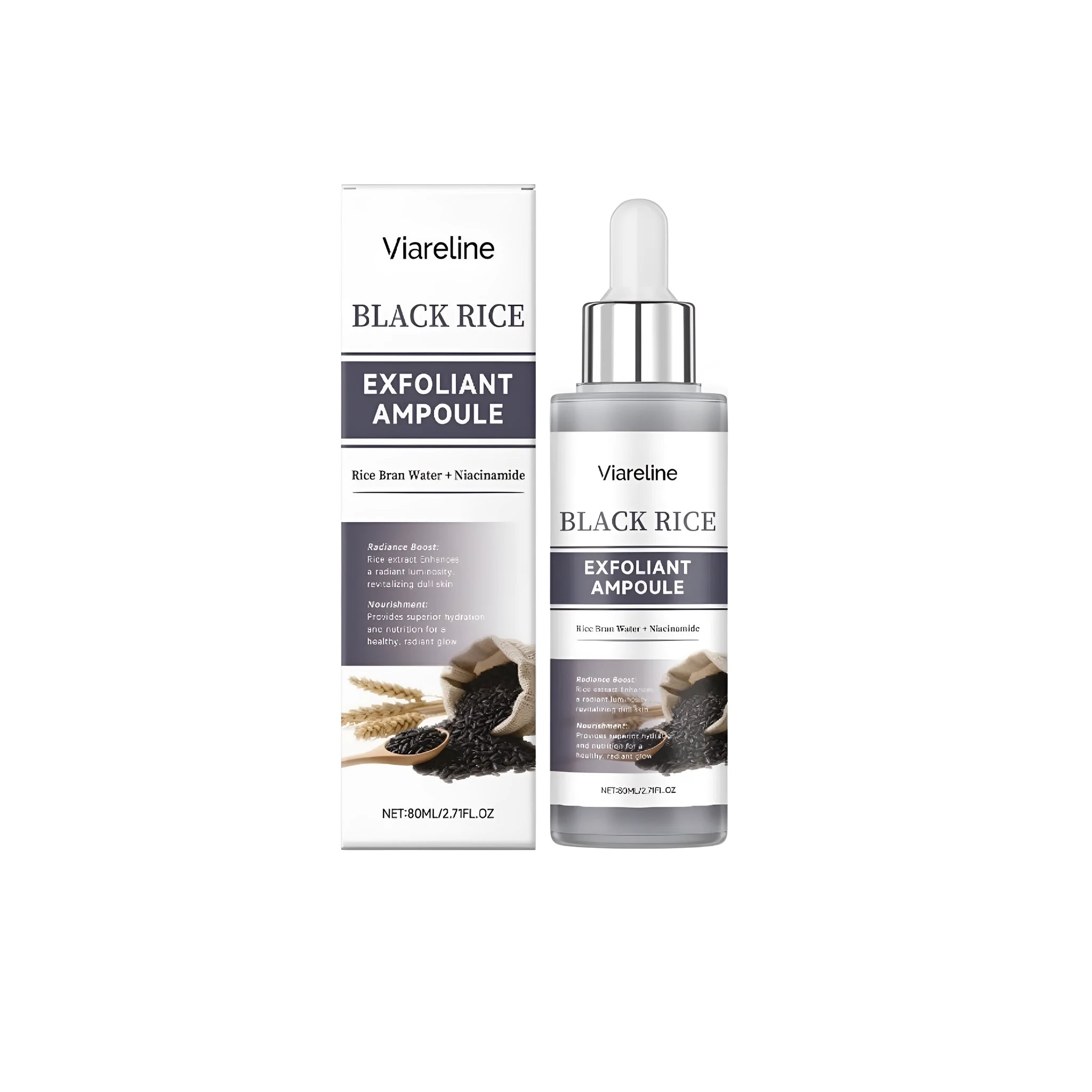 80ml black rice exfoliating liquid bottle for facial skincare