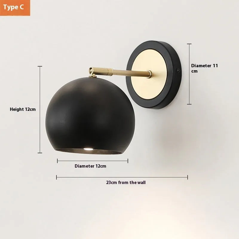 Nordic style iron wall lamp with four shade design options for bedroom or living room