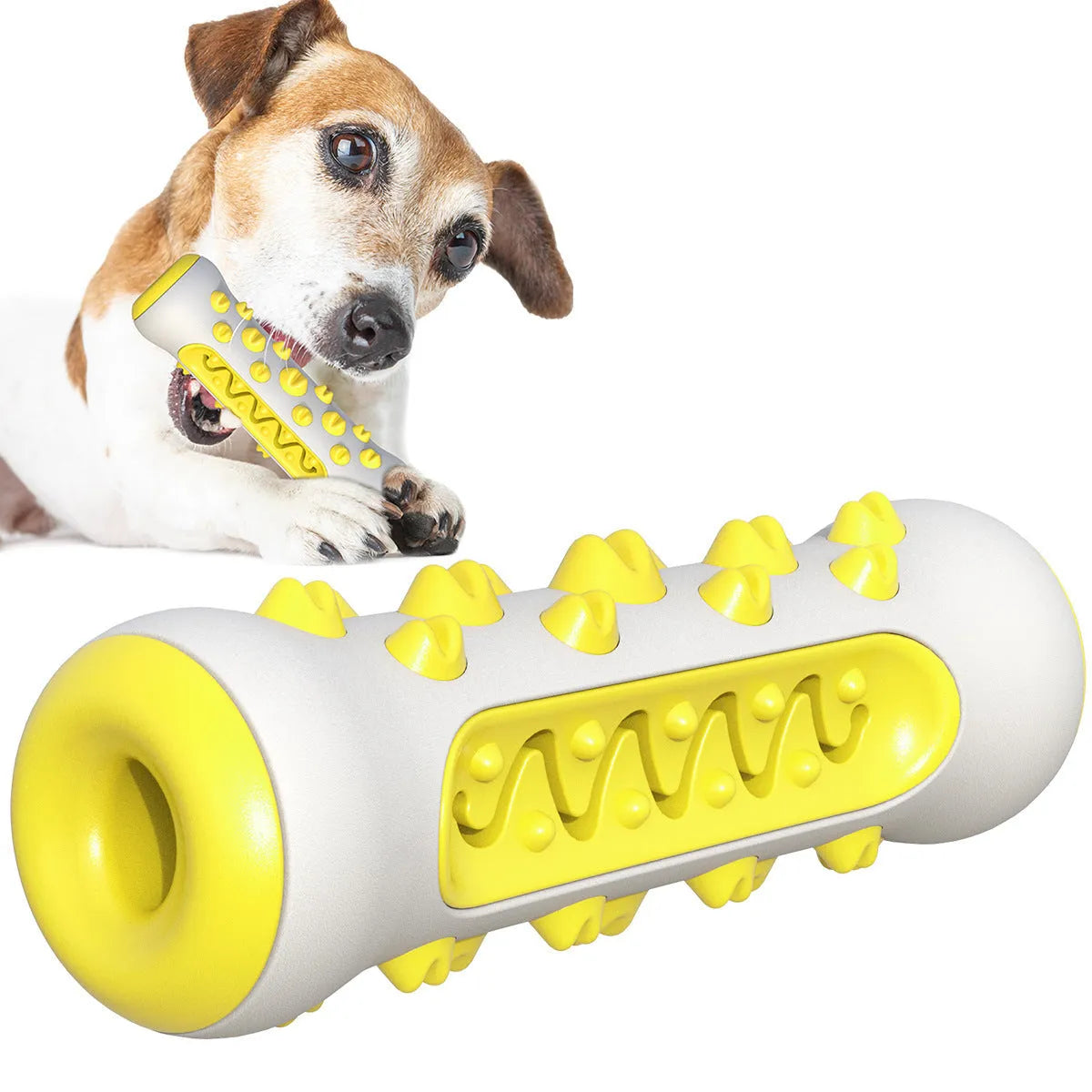 Natural rubber dog toothbrush chew toy for dental cleaning in blue colour