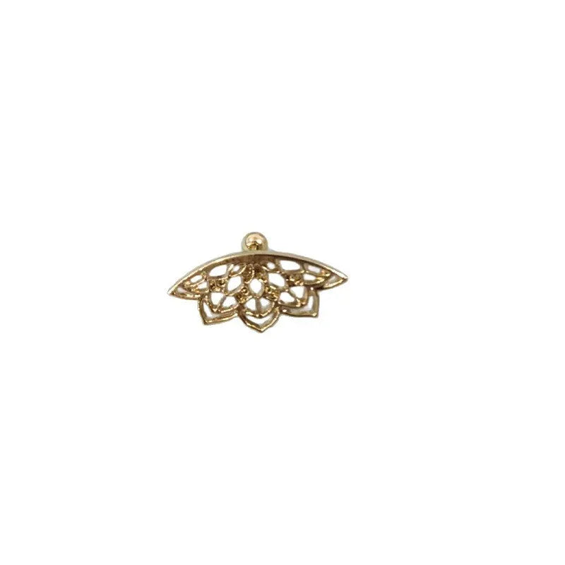 Spider web design metal stud earrings in gold or silver electroplated finish.