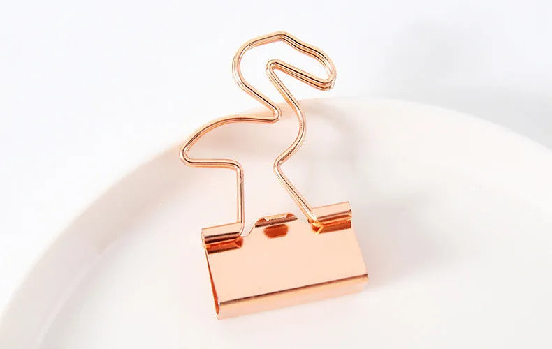 Gold decorative office clip with charm options including bow cactus cat flamingo love clouds designs