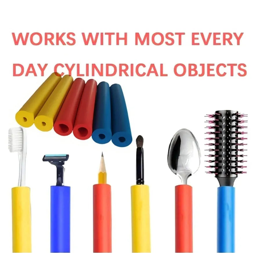 Pack of black rubber grip hose sleeves for utensil handles in two size options, 10mm and 18mm inner diameter.