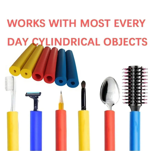 Pack of black rubber grip hose sleeves for utensil handles in two size options, 10mm and 18mm inner diameter.