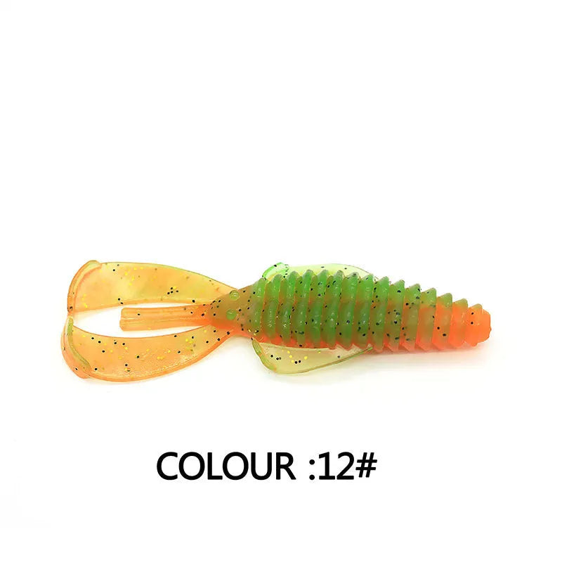 8cm soft bait fishing lure in PVC material with colour variations for freshwater predator angling