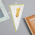 Clear plastic triangle-shaped bag with a twisted metal tie wire closure.