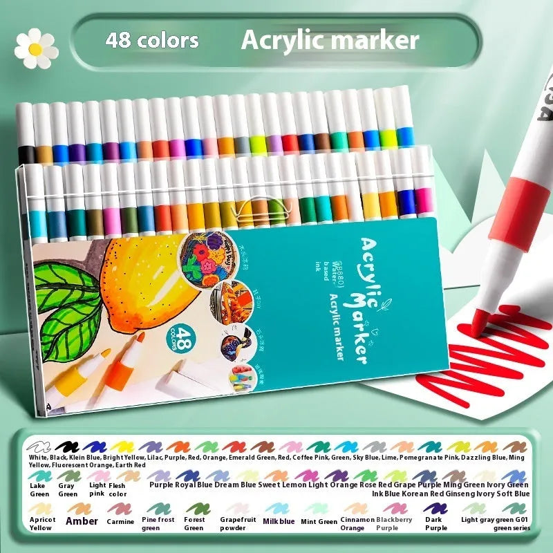 Acrylic marker pen set for student art projects with multiple colour options