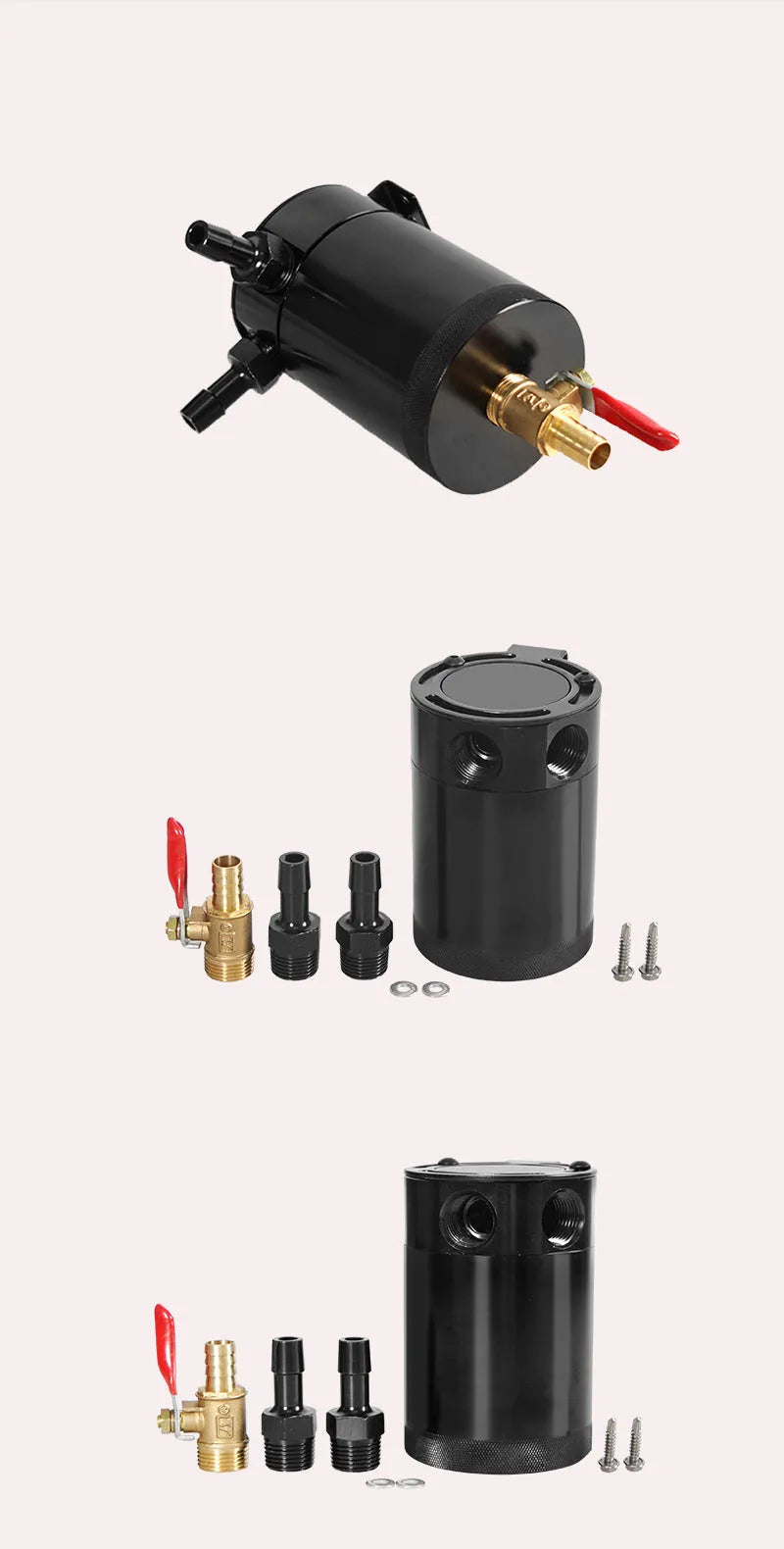 Black aluminium automotive oil can with two-hole breathable design and oil-free valve