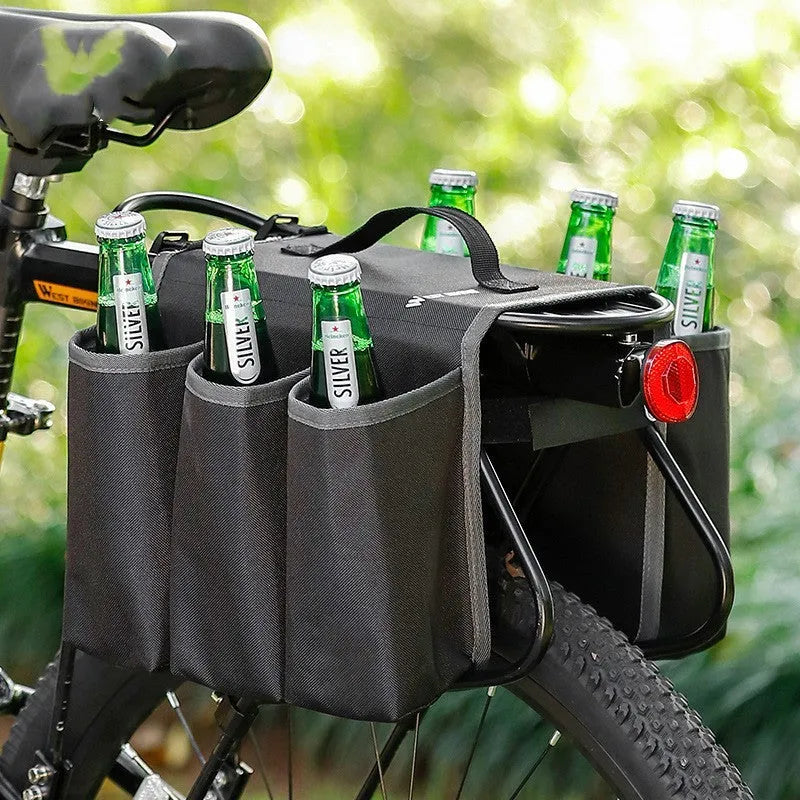 Black and orange bicycle double-sided beverage shelf bag with 2L capacity