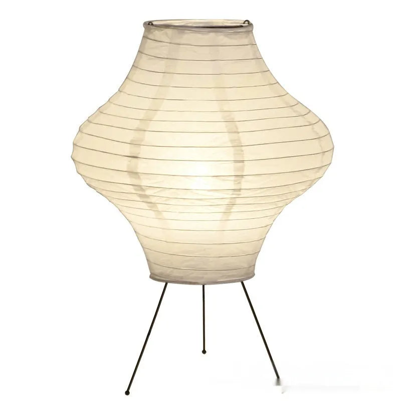 Japanese style table lamp with xuan paper shade and tricolour lighting, 45cm height