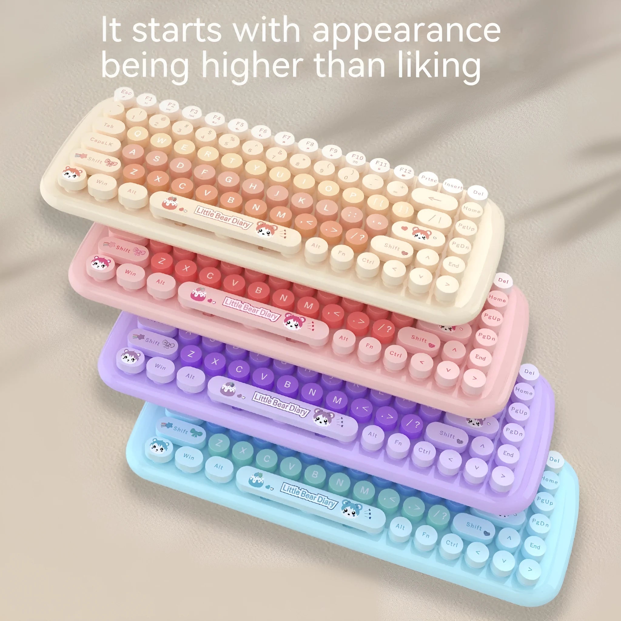 Candy Pink wireless keyboard and mouse set on a desk with USB receiver