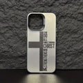 Hard PC phone case for Apple iPhone, coloured silver shell with black cross design, drop-resistant with magnetic