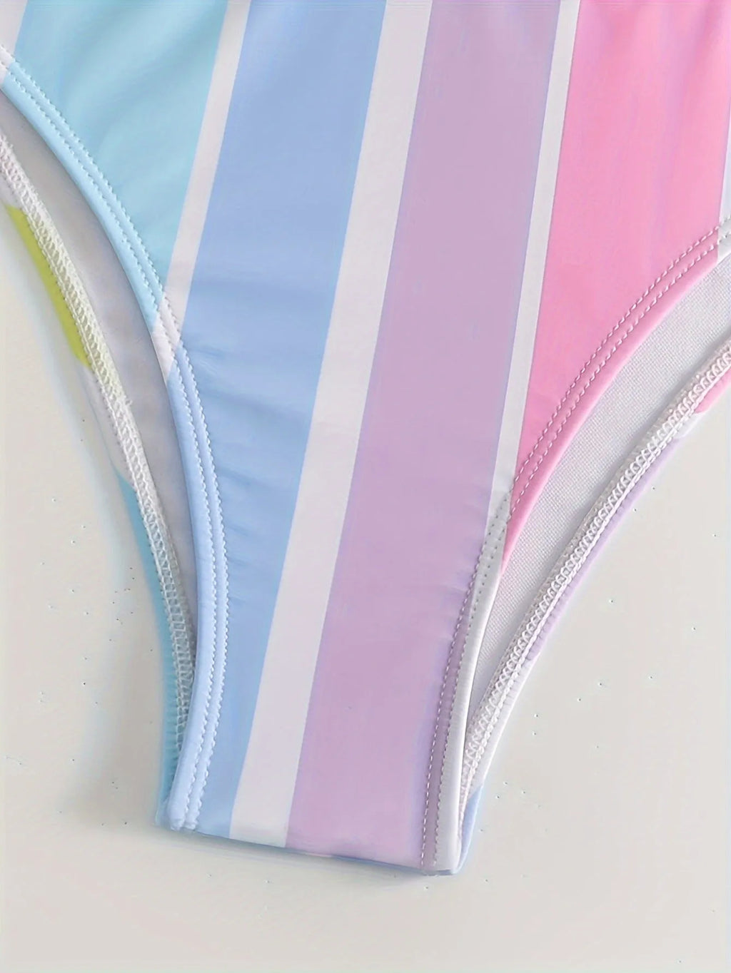 Women's striped bikini top and briefs set for swimming sports