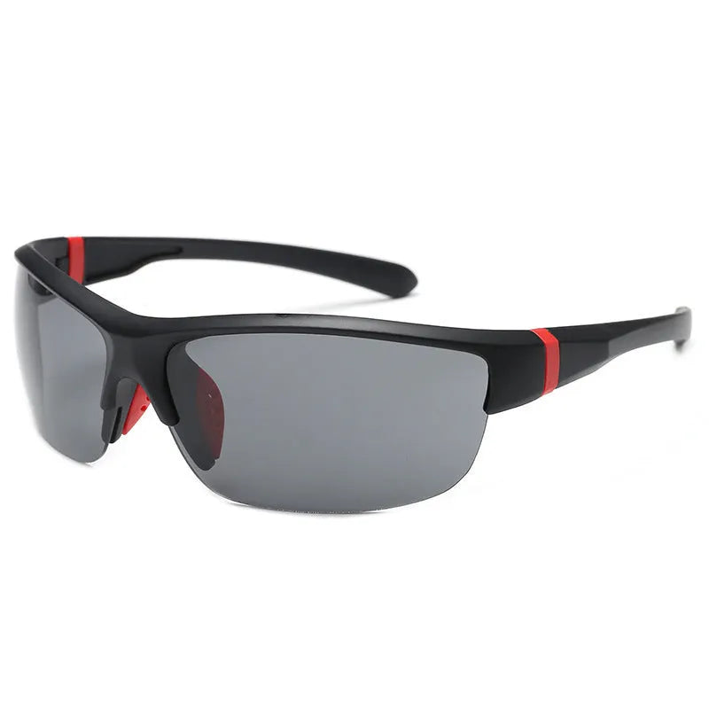 Men's windproof cycling sunglasses with semi-frameless PC frame in multiple colour options