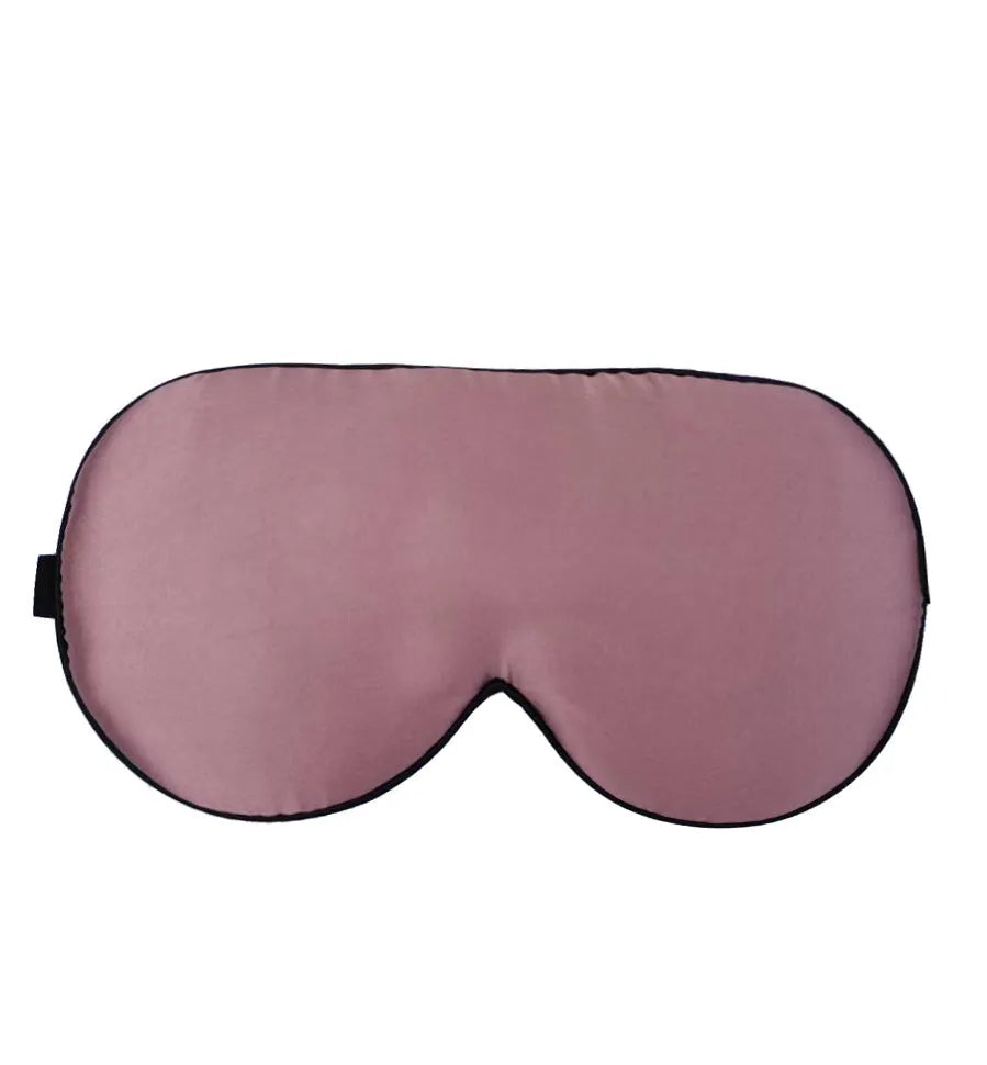 Double-sided Mulberry silk eye mask in a selection of colours including black, wine red, and ivory white.