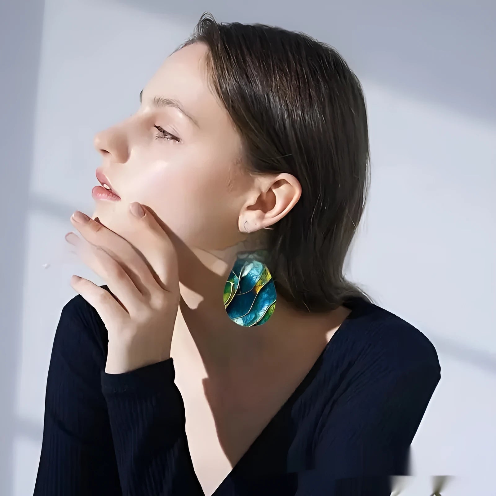 Acrylic flat branch knot drop earrings in personality style with printed texture