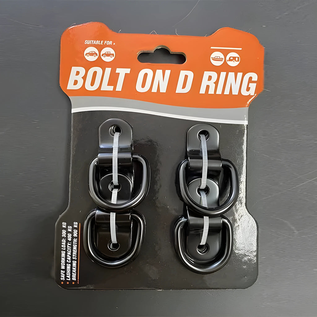 Galvanised black carbon steel pull ring floor hook for universal vehicle mounting.