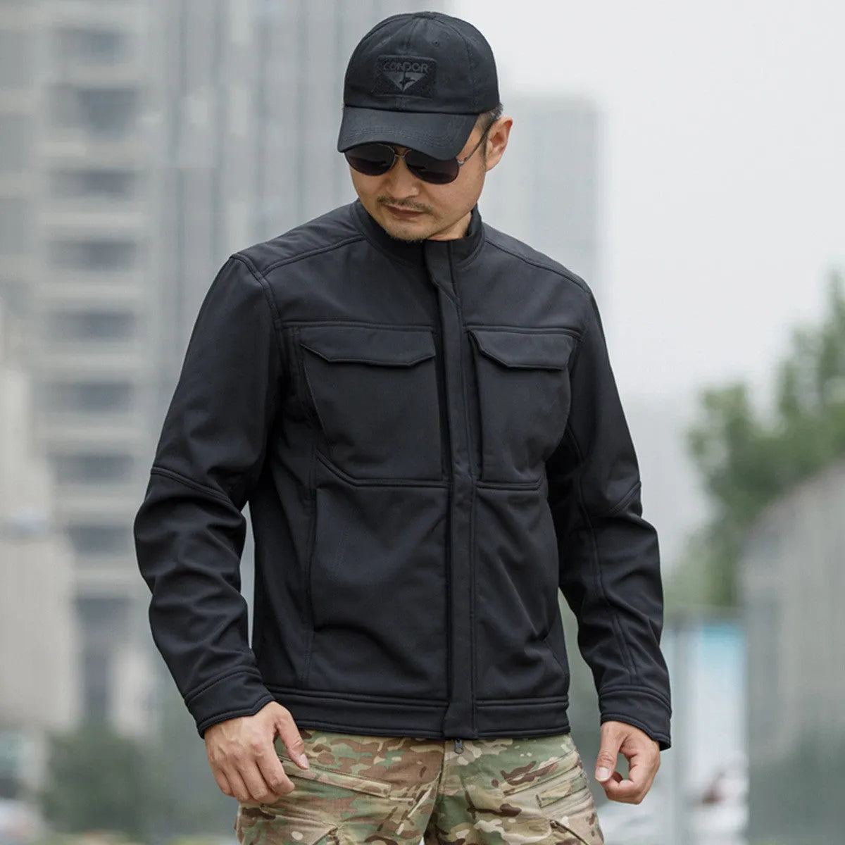 Bone Frog Peak Breaker tactical soft shell jacket in black for mountaineering and outdoor sports