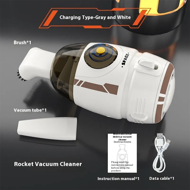 USB desktop vacuum cleaner in rocket design with blue colour for keyboard cleaning