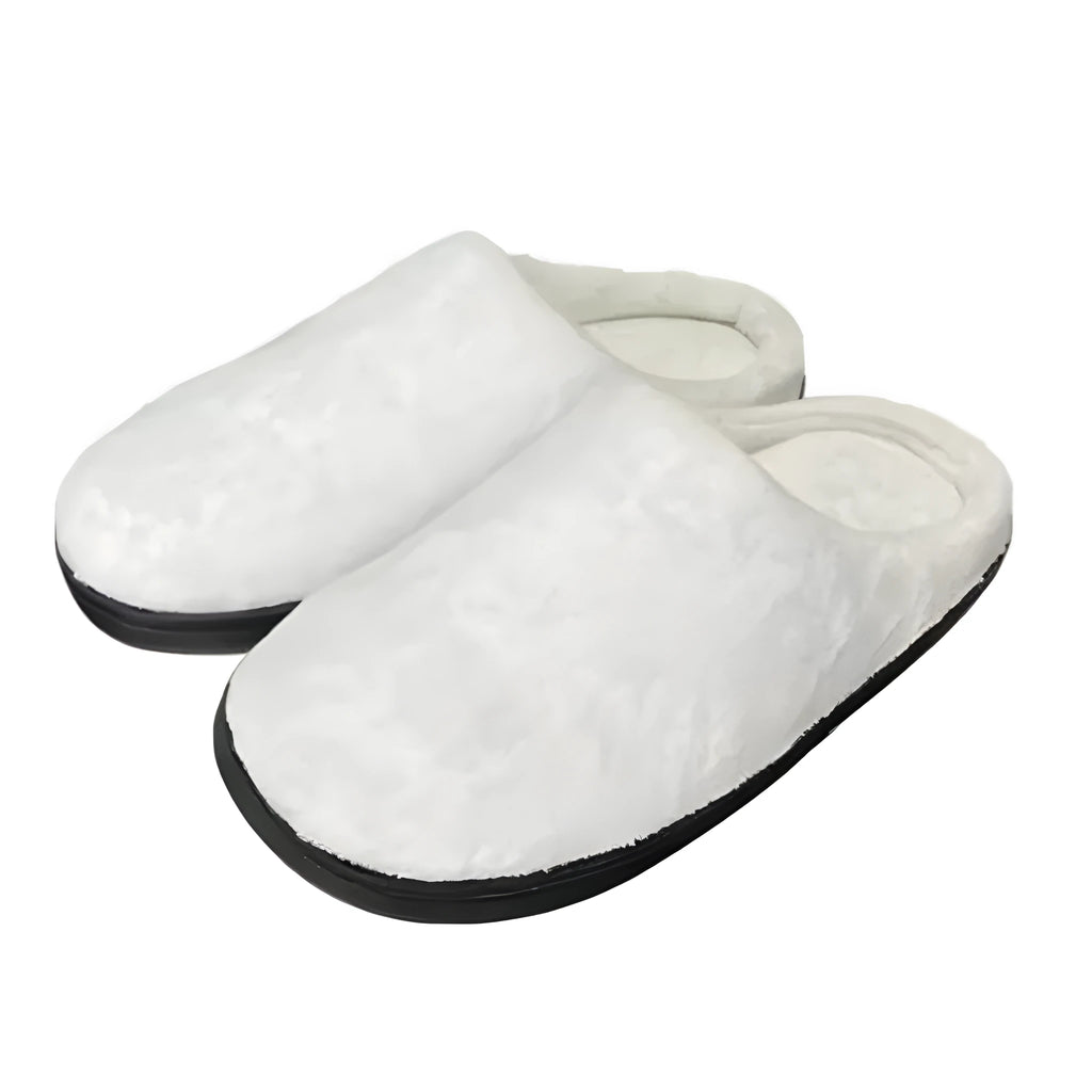 Pattern printed cotton slippers with flannel lining, shown in a customisable colour with soft TPR soles.