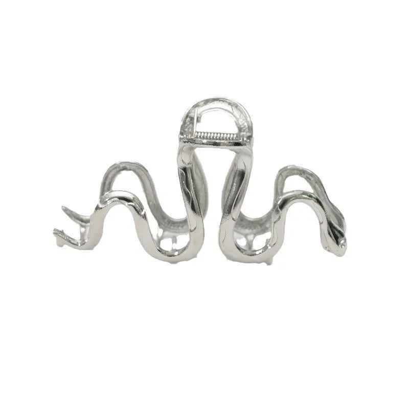 Slytherin serpentine metal hair barrette measuring 10.5 cm with electroplated finish