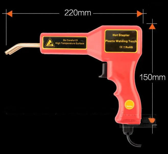 CR-307 black plastic welding gun with LED light, adjustable welding nails, and a long power cord for automotive repair.