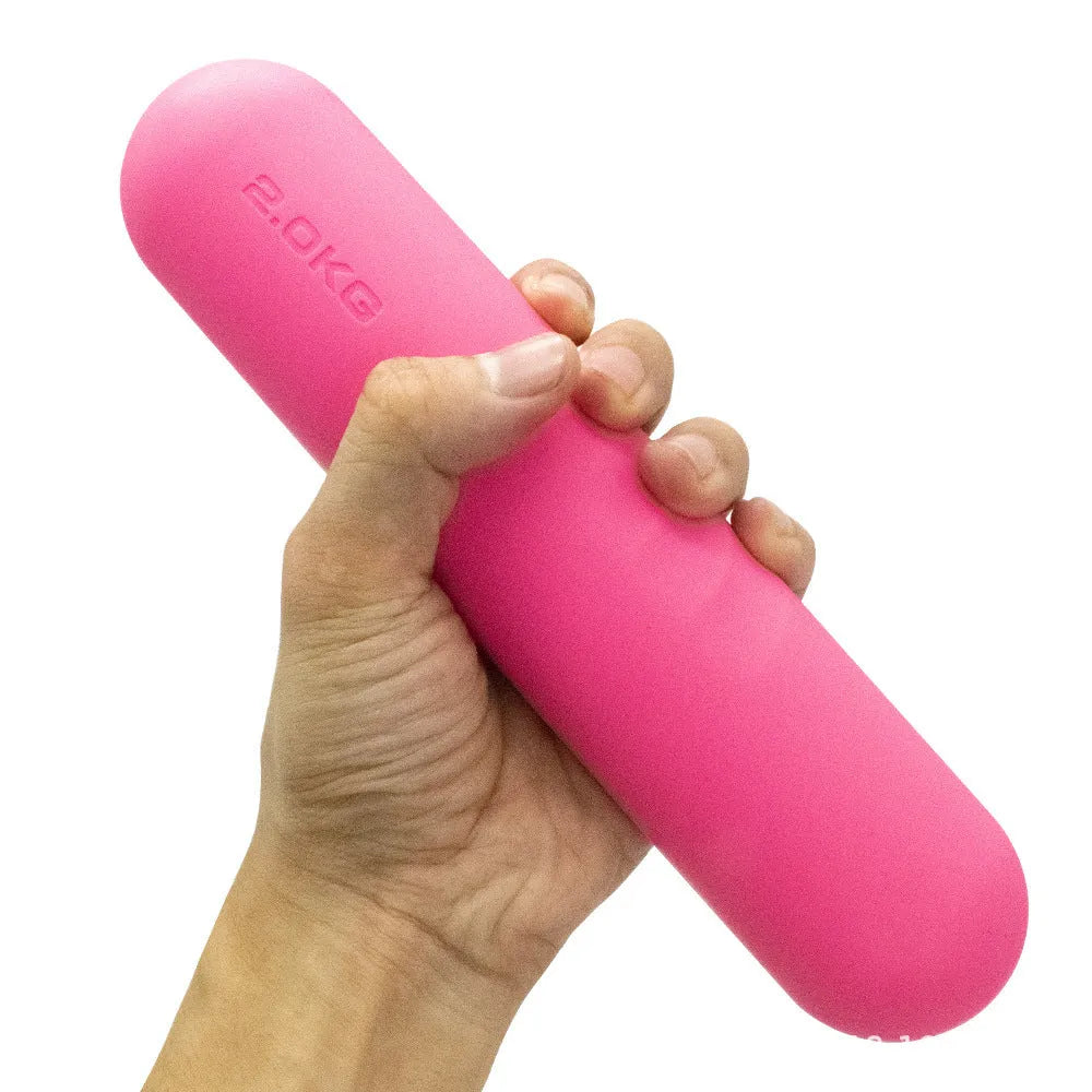 Silicone edging hand-drawn dumbbell stick in selection of colours with cast iron construction