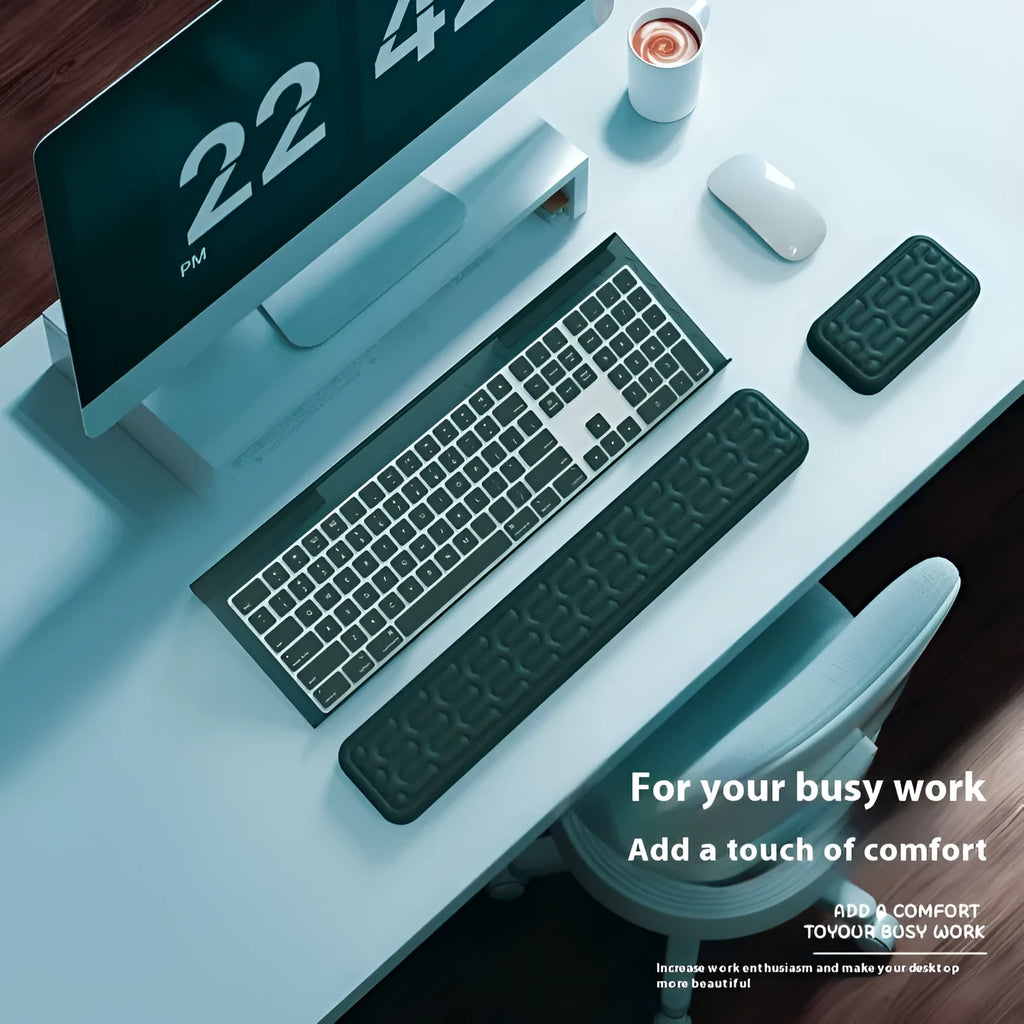 Double sided memory foam wrist pad with anti-slip resin base in multiple colour options