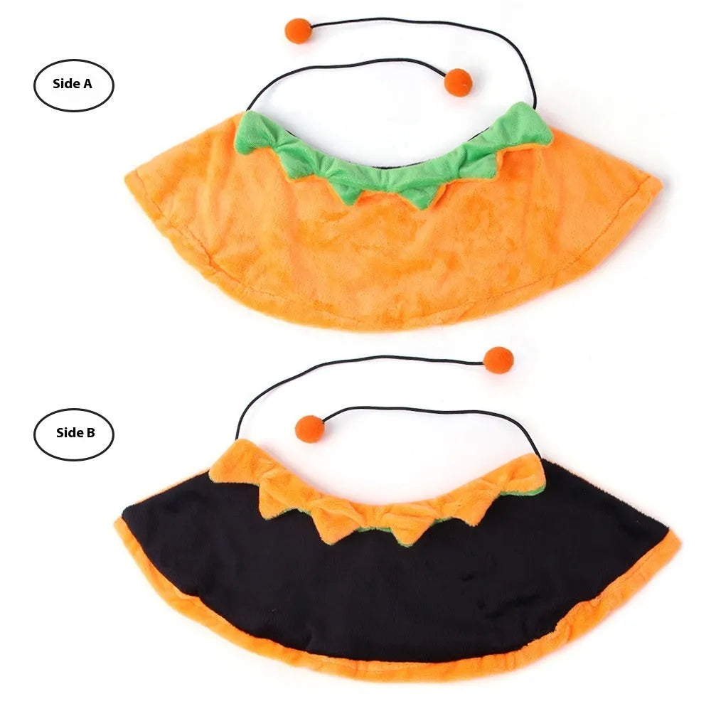 Halloween pumpkin double-sided dog cloak cat costume in plush fabric