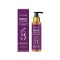 100ml bottle of hydrating body oil with sweet almond and lavender on a plain background.