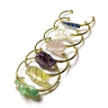 Unshaped natural crystal bracelet with gold winding wire geometric design