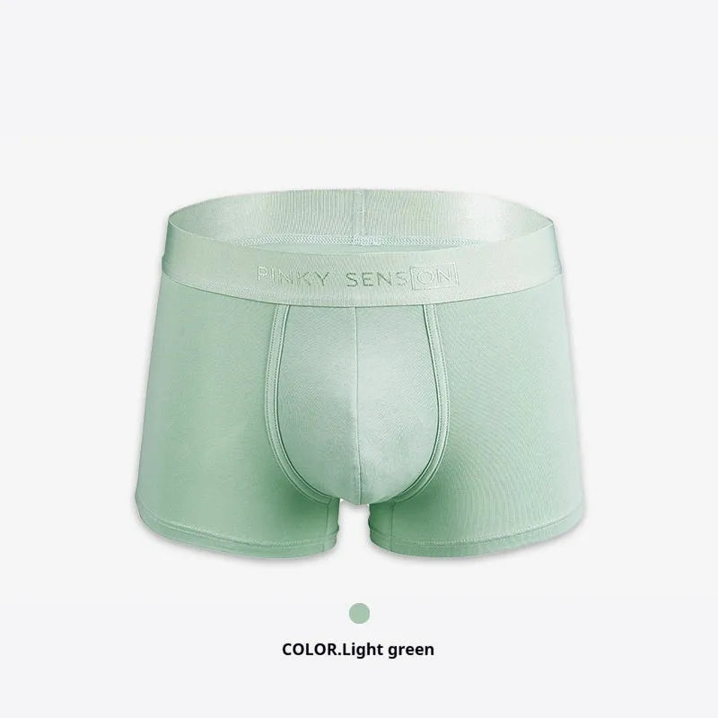 Men's solid colour cotton boxer shorts showing available black, white, silver grey, and light green options