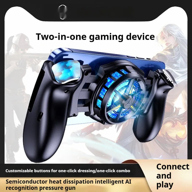 Mobile phone semiconductor refrigeration cooling gamepad with one-key button black front view