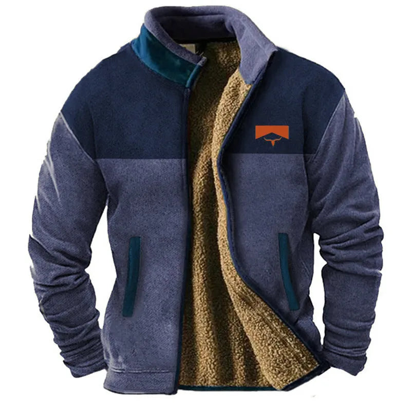 Men's green polyester padded coat with regular fit and normal length