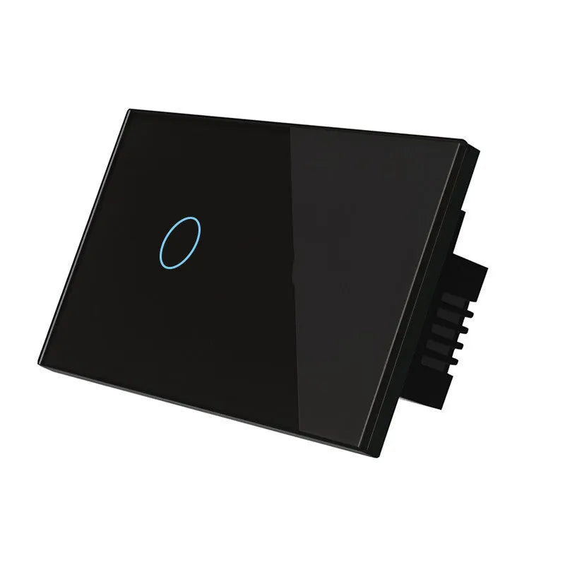 White tempered glass RF touch light switch with 2-gang controls and LED indicators