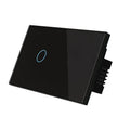 White tempered glass RF touch light switch with 2-gang controls and LED indicators