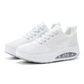 Women's platform air cushion sneakers in 2318 Black with mesh fabric upper and hollow-out detail