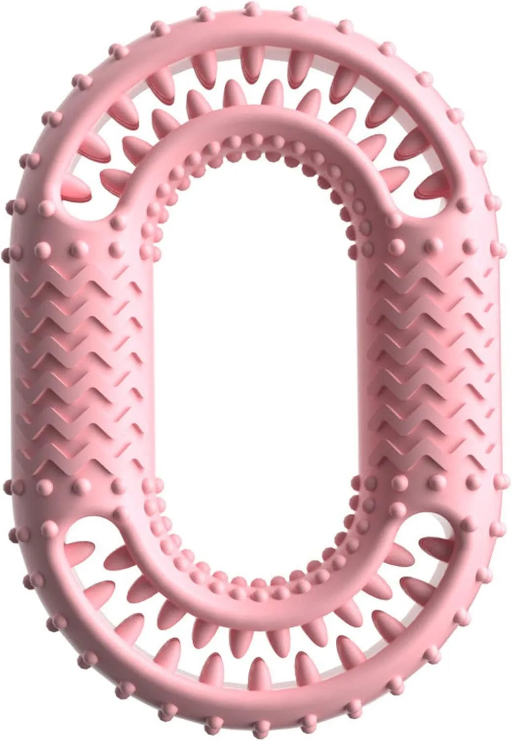 Blue green pink resistant O-ring dog chewing toy for aggressive chewers measuring 12.5cm