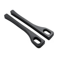 Flexible polyurethane car seat gap strip in black colour lying next to a car seat.