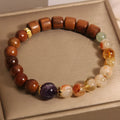 Yellow tower crystal and ebony amethyst bracelet with pearl accents and silver clasp